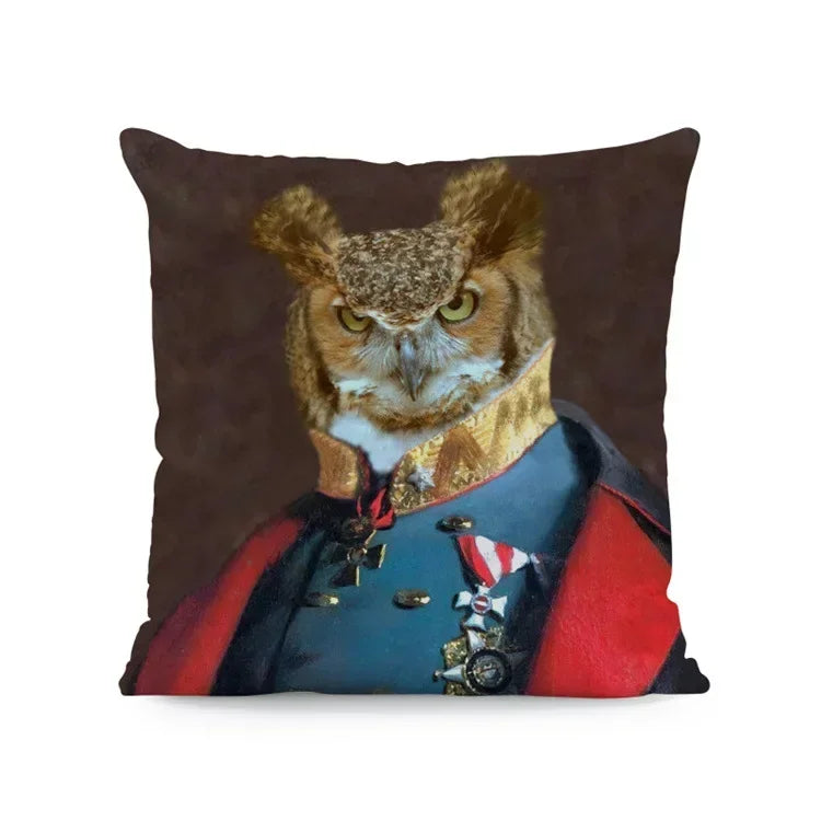 Dog & Deer Elk Cushion Cover | Elegant Nature-Inspired Sofa Pillow