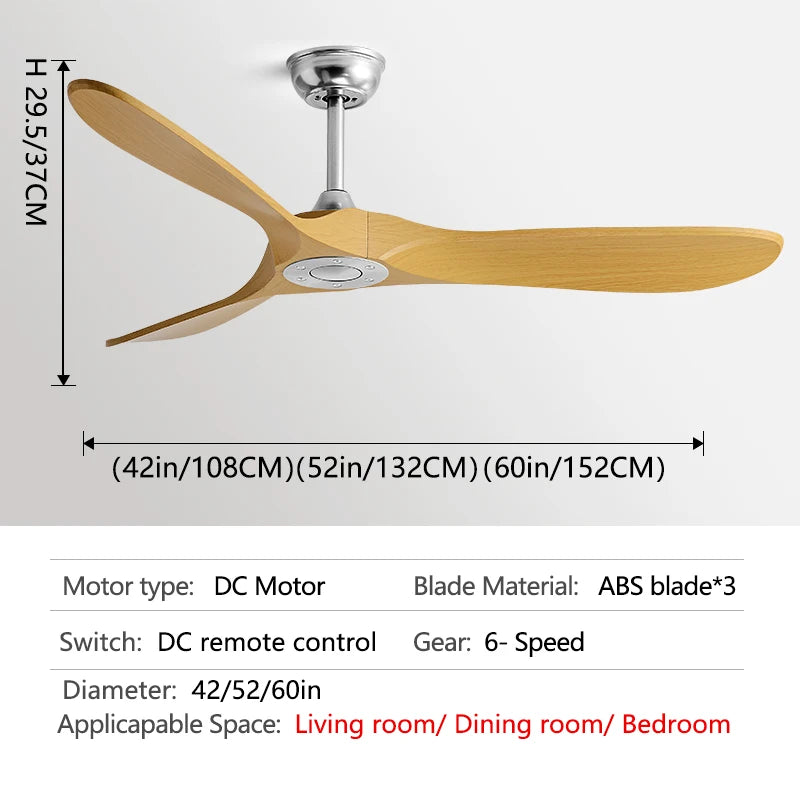 Industrial Vintage Ceiling Fan — 6-Speed Remote Control, 36–60 Inch