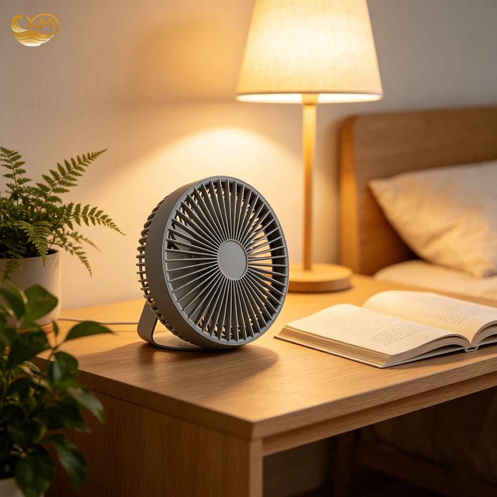 Small Desk Fan with Light | 5-Speed Strong Airflow Quiet Personal Fan