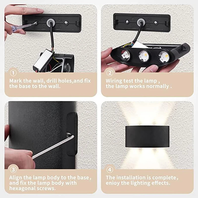 Modern LED Wall Sconce | Indoor & Outdoor Up-Down Wall Light for Living Room & Hallway