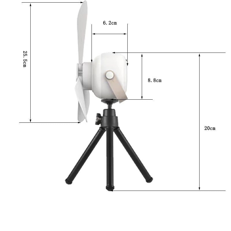 Rechargeable Ceiling Fan with Night Light — Remote Control, Adjustable Frame
