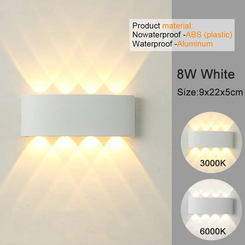 Modern LED Wall Sconce | Indoor & Outdoor Up-Down Wall Light for Living Room & Hallway