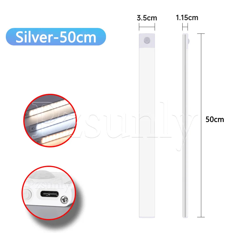 USB Rechargeable LED Cabinet Night Light | Motion Sensor Strip 30/40/50cm