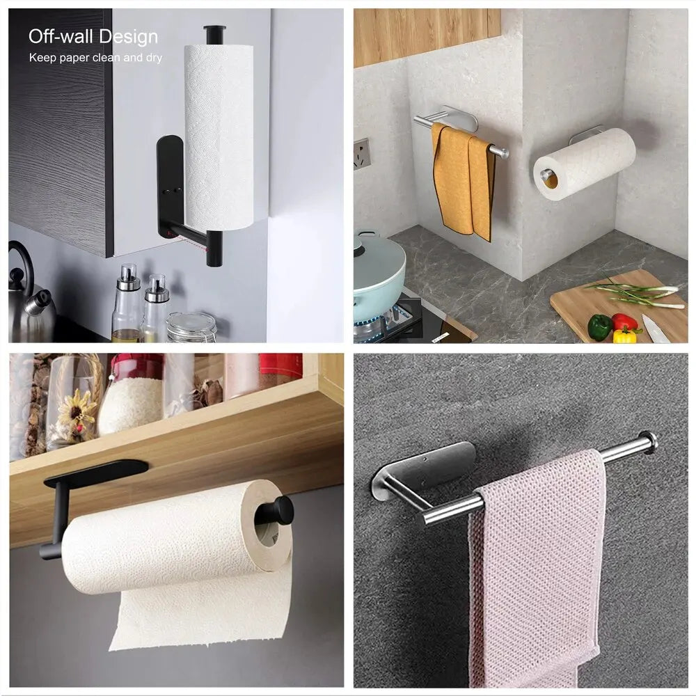 Adhesive Paper Towel Holder | Wall-Mount Tissue & Napkin Rack for Kitchen & Bathroom