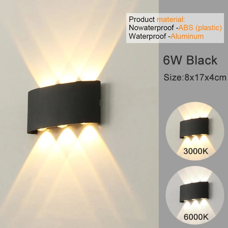 Modern LED Wall Sconce | Indoor & Outdoor Up-Down Wall Light for Living Room & Hallway