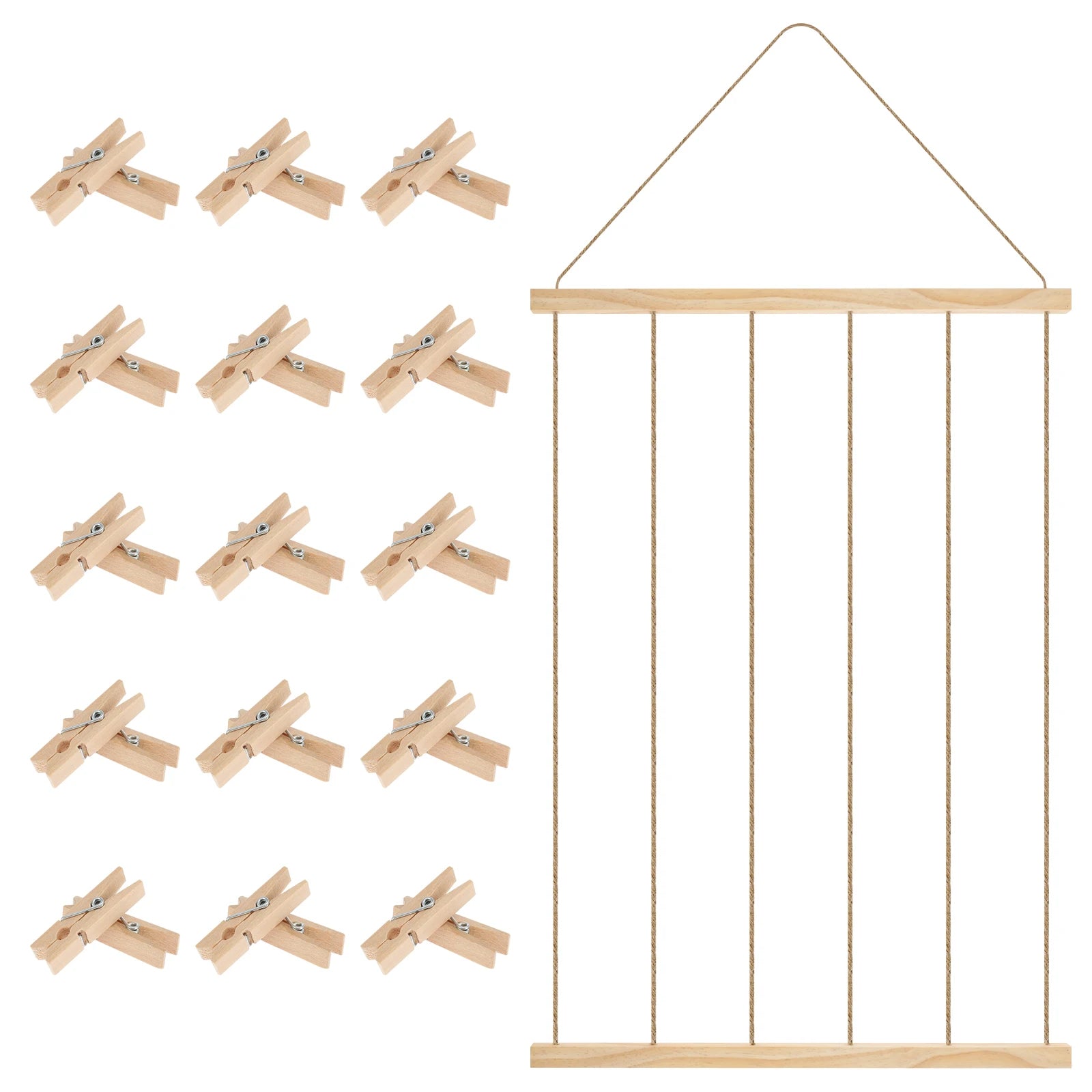 Wooden Photo Frame Collage — Gallery Wall Display with Clips