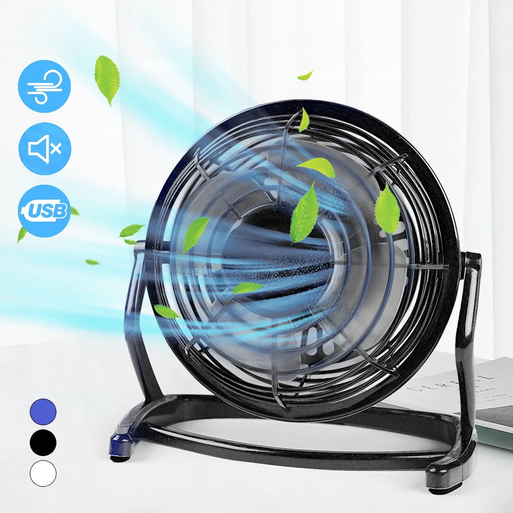 Mini USB Desk Fan | Adjustable Tilt Stand, Ultra-Quiet Portable Cooling Fan