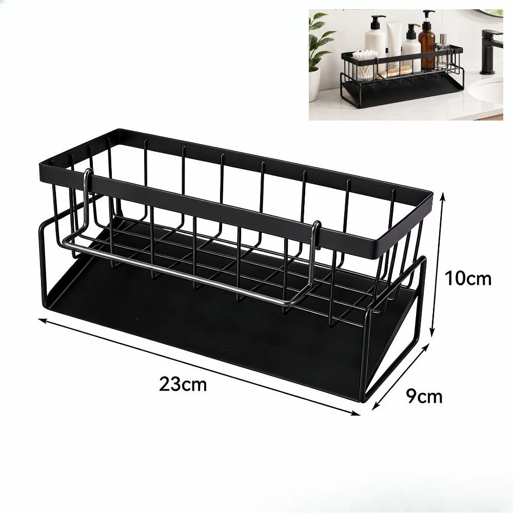Kitchen Sink Organizer Rack | Sponge, Soap & Towel Drainer Shelf
