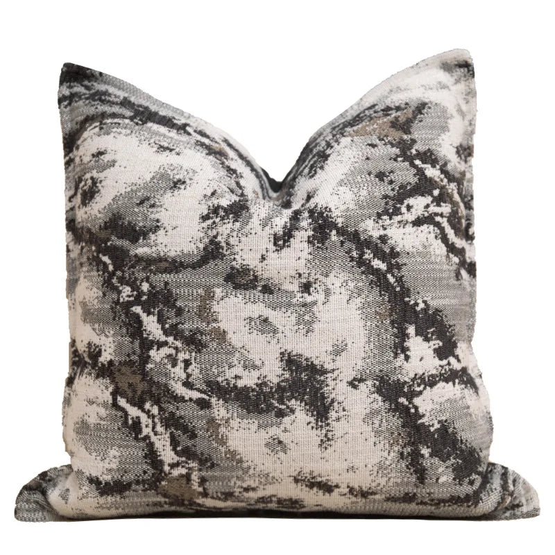 Chinese Ink Wash Luxury Cushion Cover | Red & Grey Throw Pillow 45x45