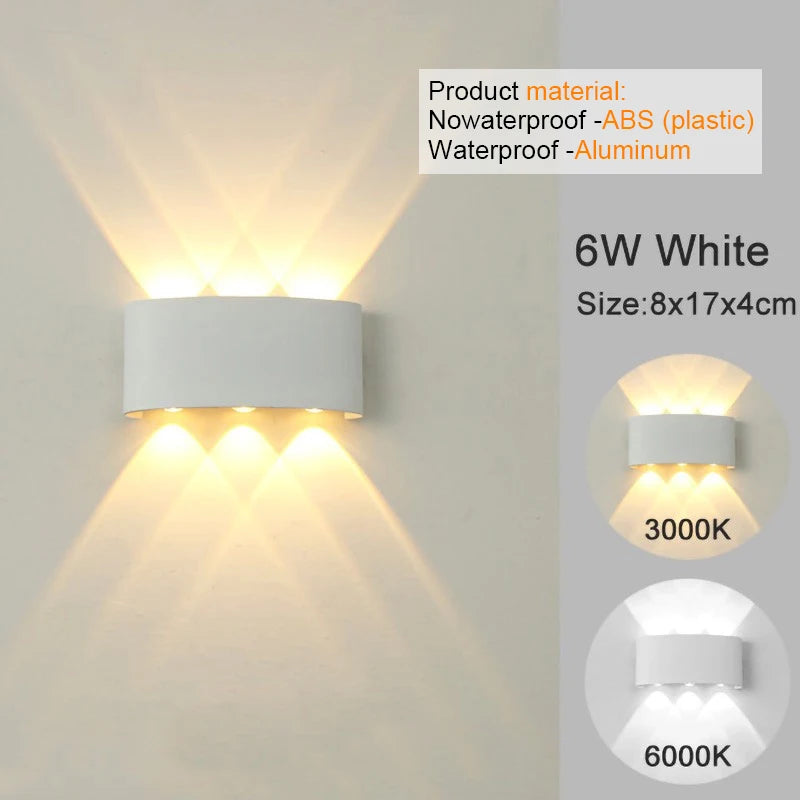 Modern LED Wall Sconce | Indoor & Outdoor Up-Down Wall Light for Living Room & Hallway