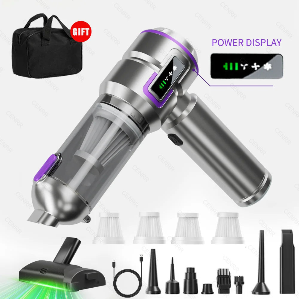 High-Power Car Vacuum Cleaner | 998000PA Handheld Blower & Vacuum