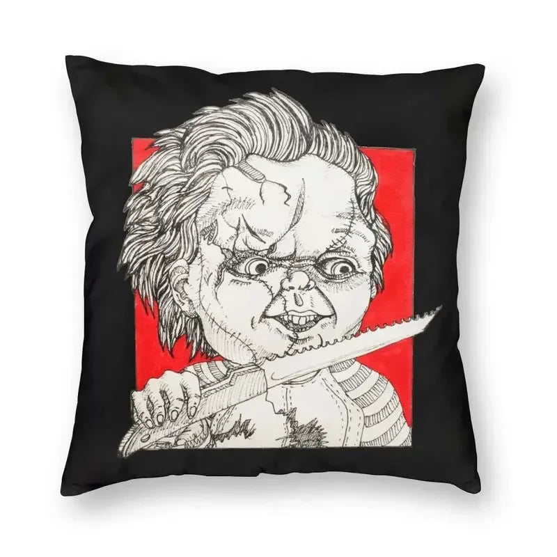 Bride of Chucky Halloween Cushion Cover | Velvet Horror Pillow Case 40x40
