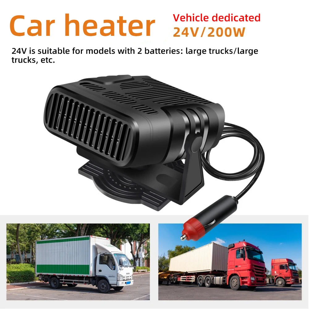 2-in-1 Car Heater & Cooling Fan — 12V/24V Windshield Defroster & Anti-Fog