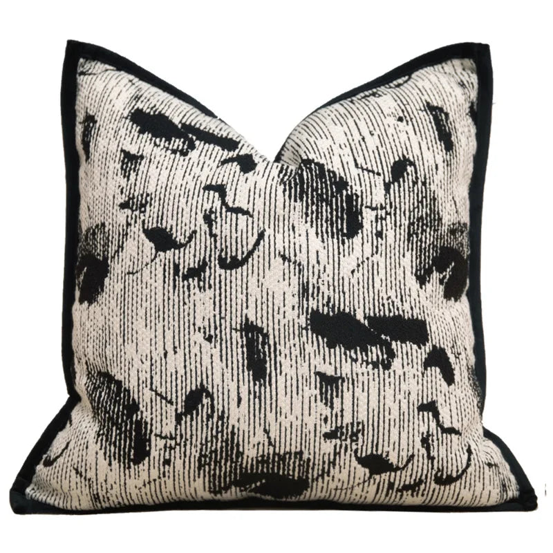 Chinese Ink Wash Luxury Cushion Cover | Red & Grey Throw Pillow 45x45