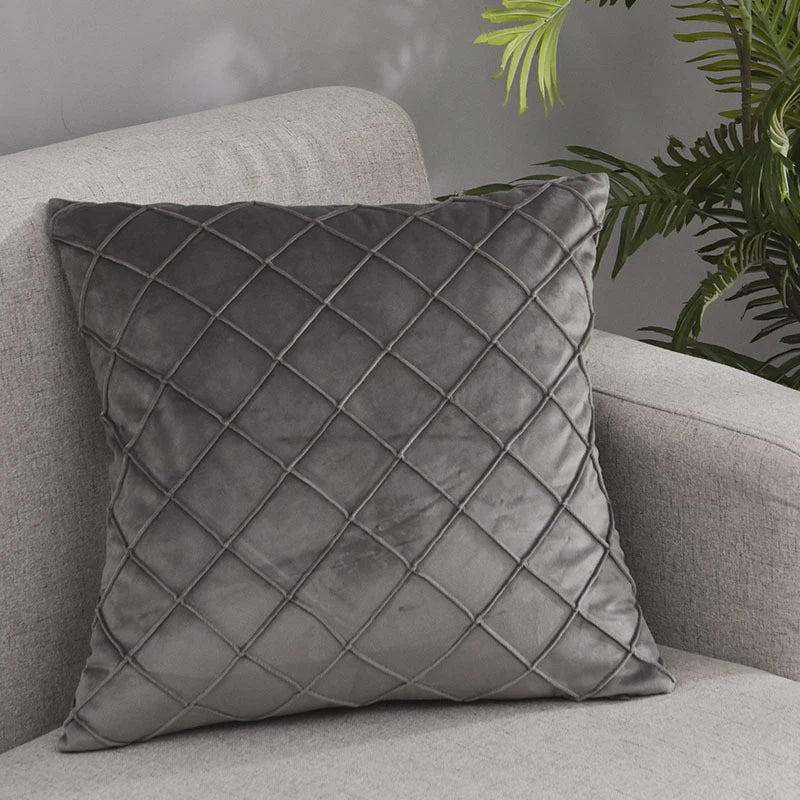 Nordic Plaid Velvet Cushion Cover | Sofa Pillow 30x50 45x45 50x50