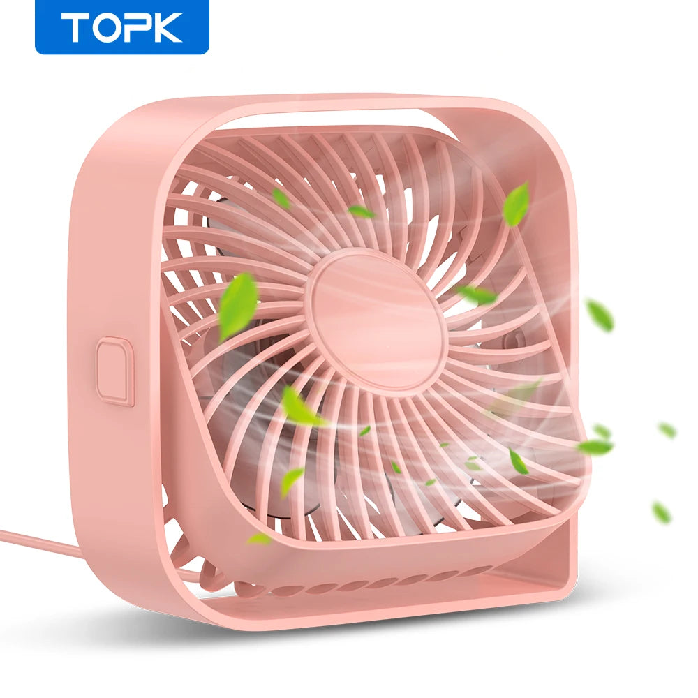 TOPK USB Desk Fan | 3-Speed Quiet Personal Cooling Fan for Home & Office